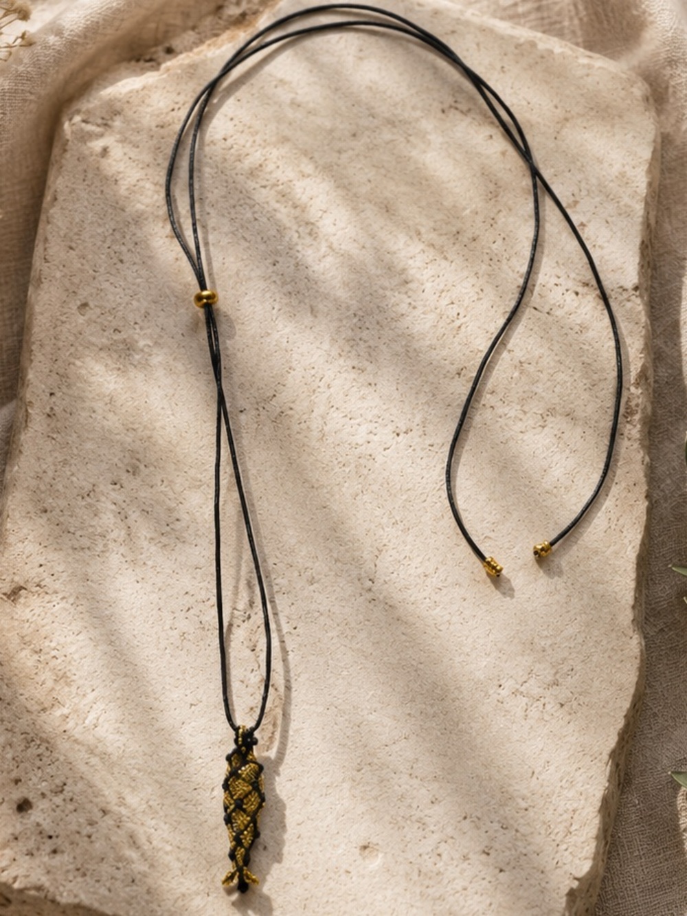New mayamar Gold and Black Woven Pendant Necklace with fish - Women Jewelry - Picture 2 of 2